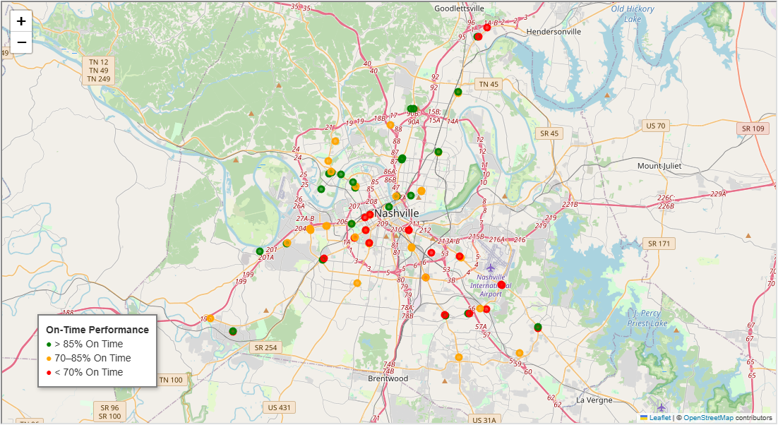 Nashville Public Transit Analysis Map